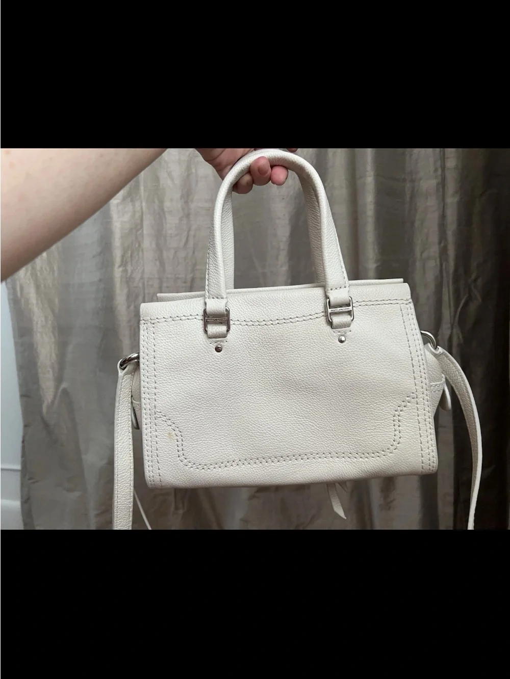 Marc Jacobs cruiser white Leather bag handbag silver zipper $495 small size